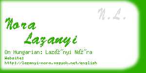 nora lazanyi business card